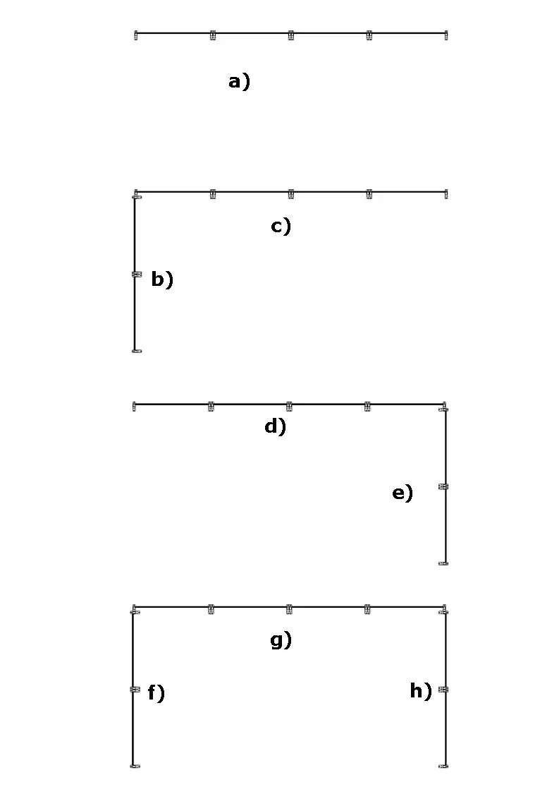 Railing shapes: straight, left corner, right corner, U-shape
